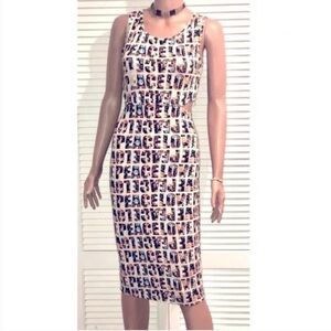 Moon Collection Midi cutout tank dress Ivory with graphics Small
